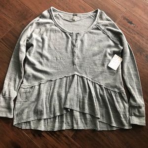 Free People Coastline Peplum Thermal Shirt NEW